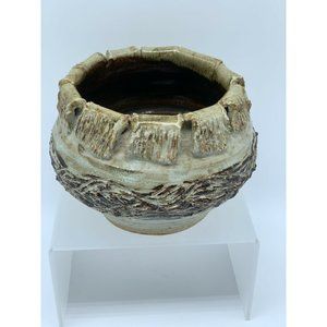 Art Pottery Stoneware Vase Planter Signed Bobbi Beige